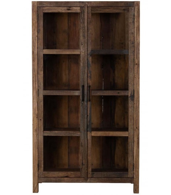 Vitrina rústica madera reciclada color nogal vintage. 1