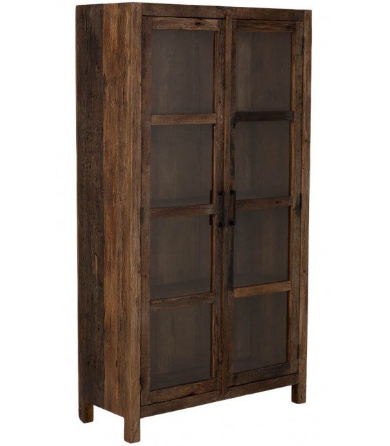Vitrina rústica madera reciclada color nogal vintage.