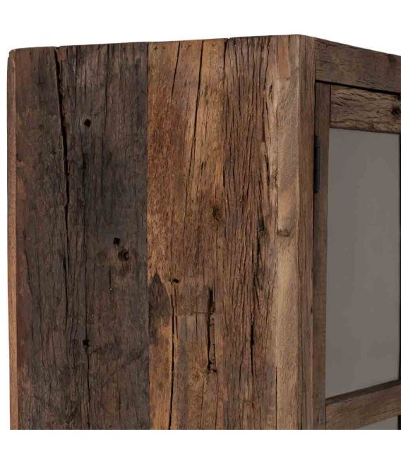 Vitrina rústica madera reciclada color nogal vintage. 4