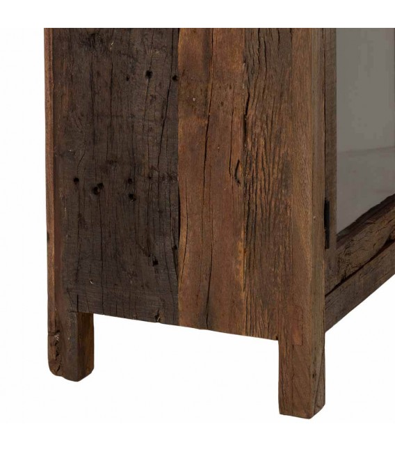 Vitrina rústica madera reciclada color nogal vintage. 7