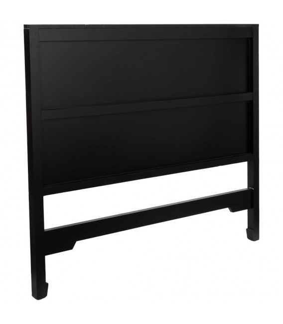 Cabecero oriental de madera negra y ratán para cama de matrimonio. 2