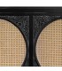 Cabecero oriental de madera negra y ratán para cama de matrimonio. 5