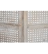 Biombo boho de madera con acabado oro viejo y blanco decapado. 4