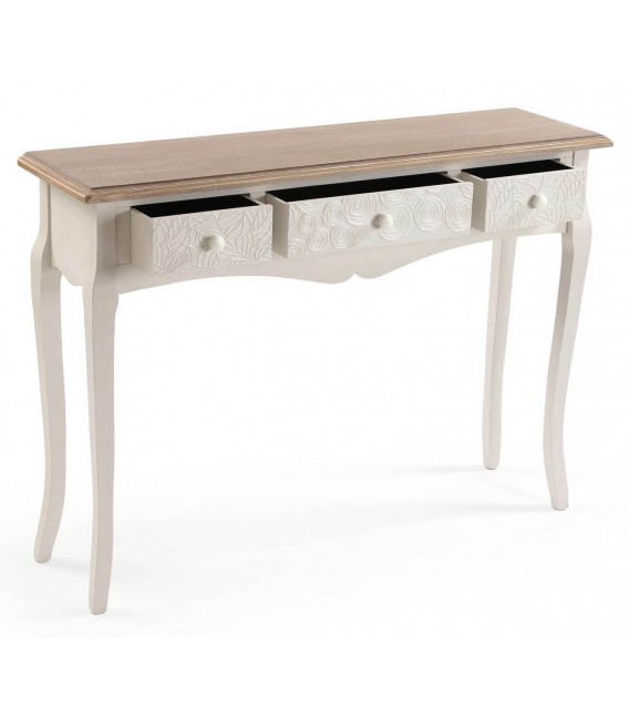 CONSOLA DE ENTRADA GRANDE 110 X 30 X 78 ARTRES MADERA NATURAL Y BLANCA