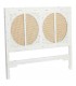 Cabecero oriental blanco tallado con panel de ratán natural. 1