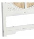 Cabecero oriental blanco tallado con panel de ratán natural. 4