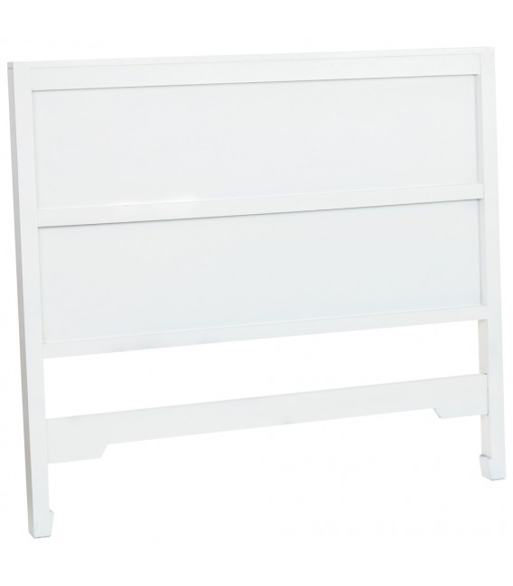 Cabecero oriental blanco tallado con panel de ratán natural. 6