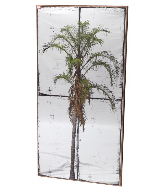 Cuadro decorativo con espejo y marco dorado artesanal colonial.