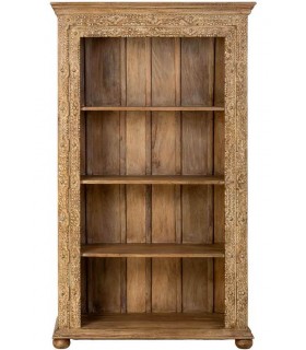 Estantería étnica de madera natural tallada a mano con baldas. 1