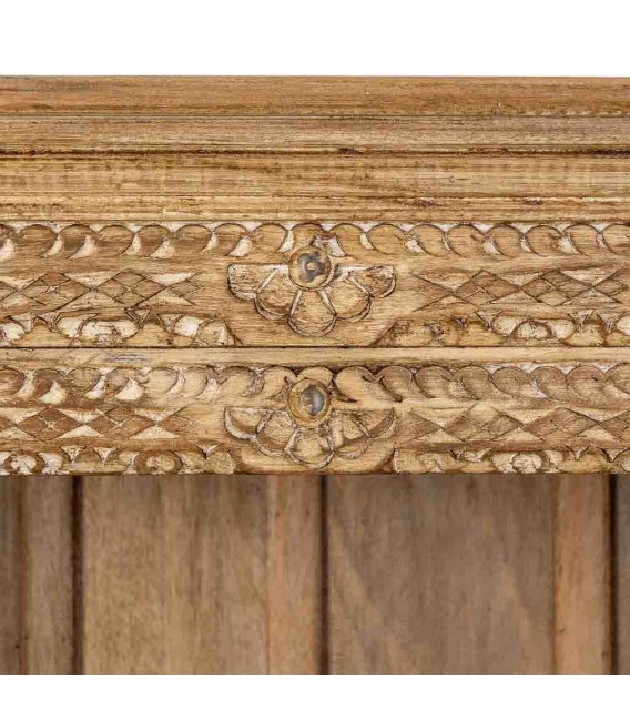 Estantería étnica de madera natural tallada a mano con baldas. 4