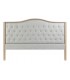 Cabecero cama150 clásico en lino gris con madera natural y capitoné.