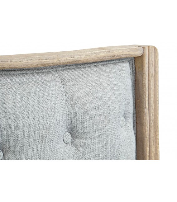 Cabecero cama150 clásico en lino gris con madera natural y capitoné.2