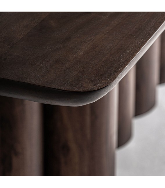 Mesa comedor contemporánea XXL de madera color nogal elegante. 1