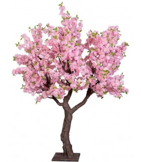 Árbol decorativo rosa XL para exterior con tronco metálico natural. 1