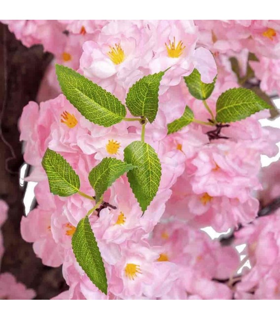 Árbol decorativo rosa XL para exterior con tronco metálico natural. 3