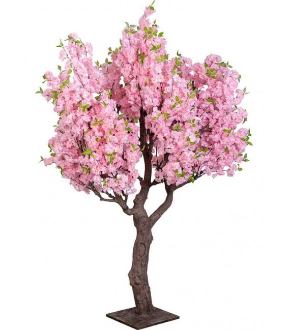 Árbol decorativo rosa XL para exterior con tronco metálico natural. 2