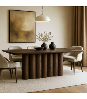 Mesa comedor contemporánea XXL de madera color nogal elegante. Mdmhogar