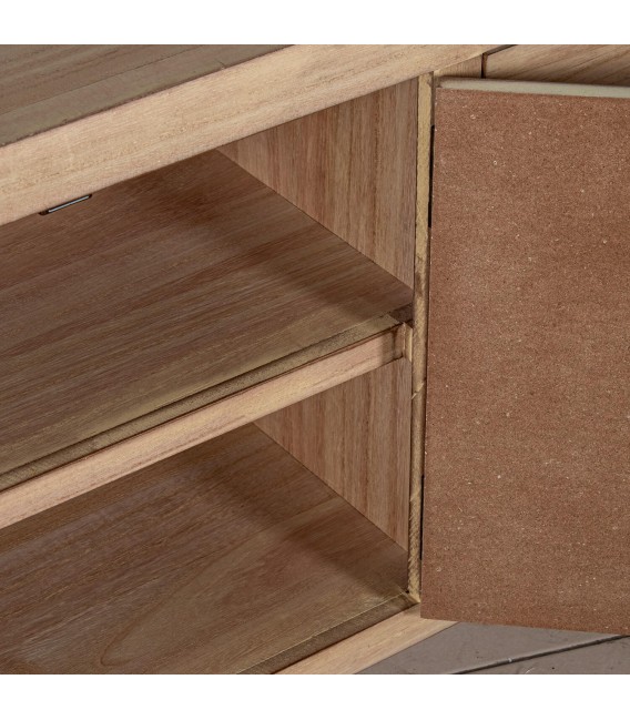 Mueble TV oriental con cajones y puertas en madera y metal bronce. 5