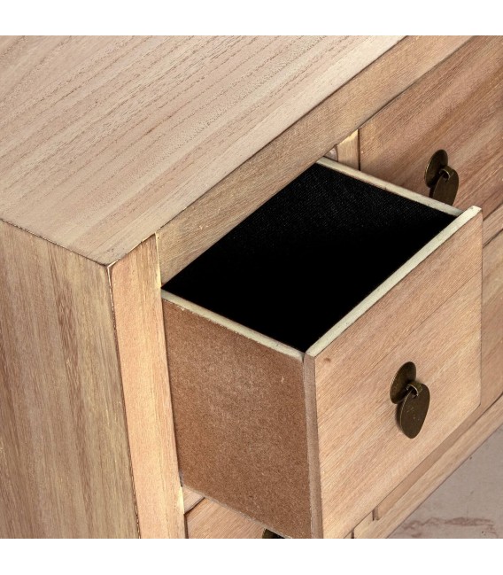 Mueble TV oriental con cajones y puertas en madera y metal bronce. 4