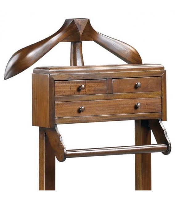Galán de noche colonial con cajones, colgador y base estable.1