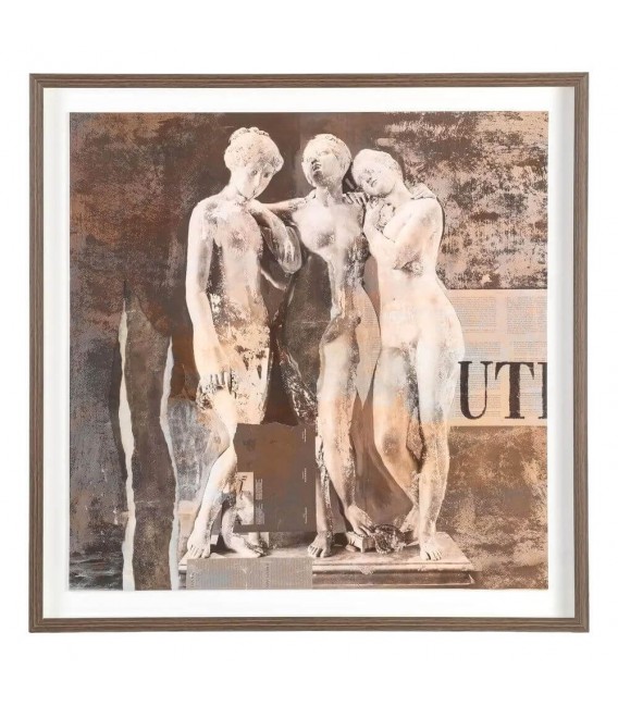 CUADRO CUADRADO 104 X 4 X 104 ARCIAS LIENZO IMPRESION MARCO MARRON