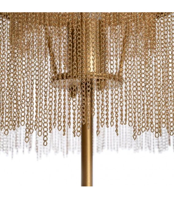 Lámpara de pie dorada estilo art decó con estructura metálica. 3