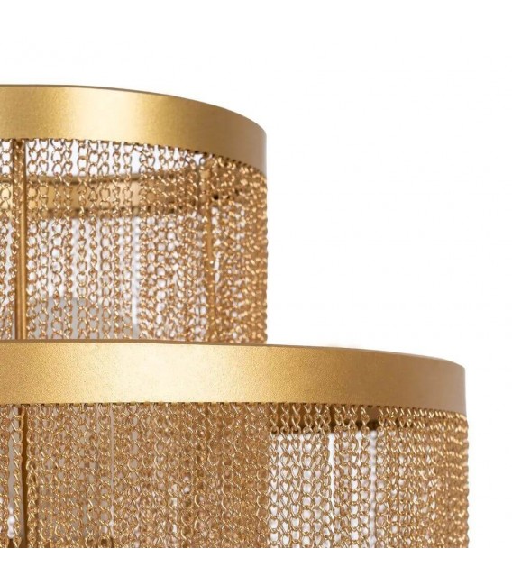 Lámpara de pie dorada estilo art decó con estructura metálica. 2