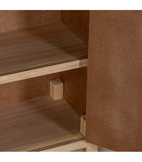 Taquillón oriental con madera natural y herrajes metálicos bronce. 7