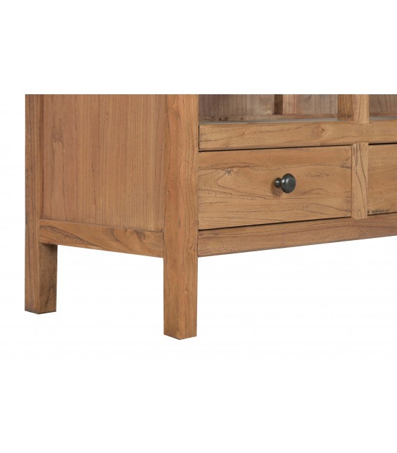 Estantería boho madera reciclada natural con cajones, muy decorativa. 8