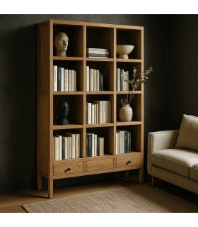 Estantería boho madera reciclada natural con cajones. Mdmhogar