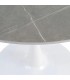 Mesa redonda contemporánea gris y blanca, ideal para comedor moderno.2