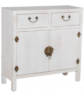 Taquillón estilo oriental madera blanqueada.