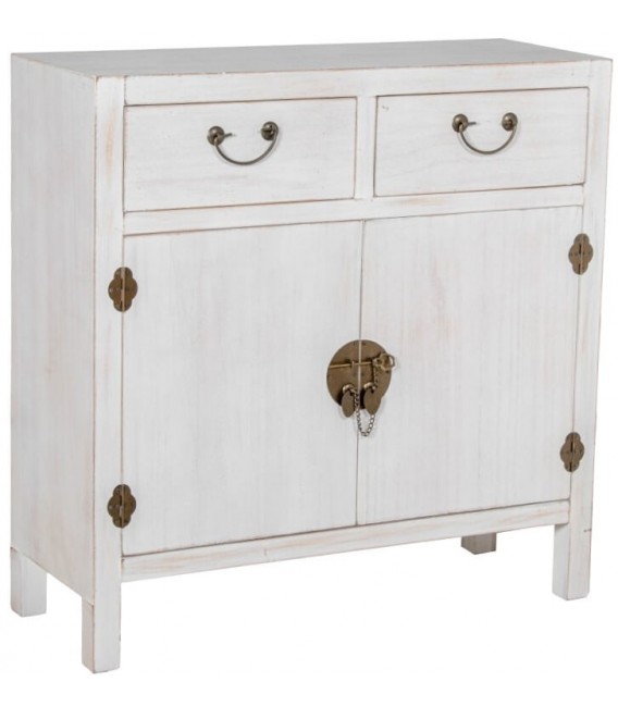 Taquillón estilo oriental madera blanqueada.