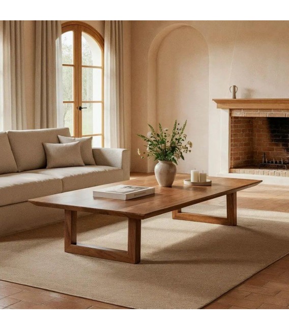 Mesa de centro rectangular XL en madera maciza. Mdmhogar